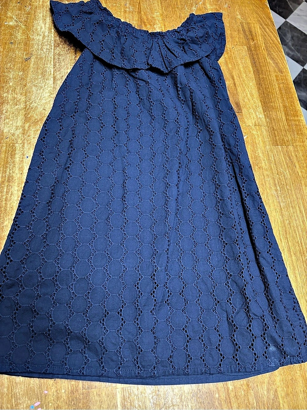 Nautica Girls Size 8 Blue Eyelet Dress Like New